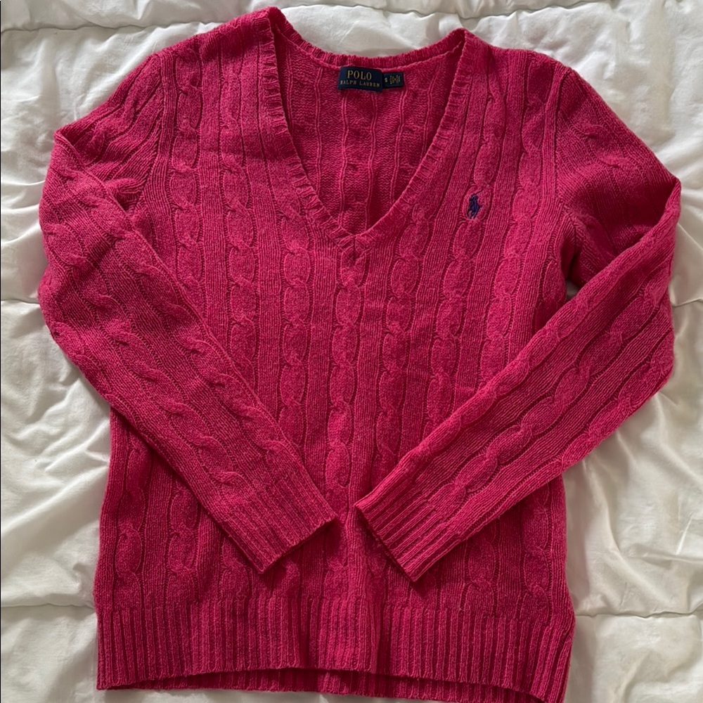 Polo by Ralph Lauren Women's Pink Cable Knit Sweater